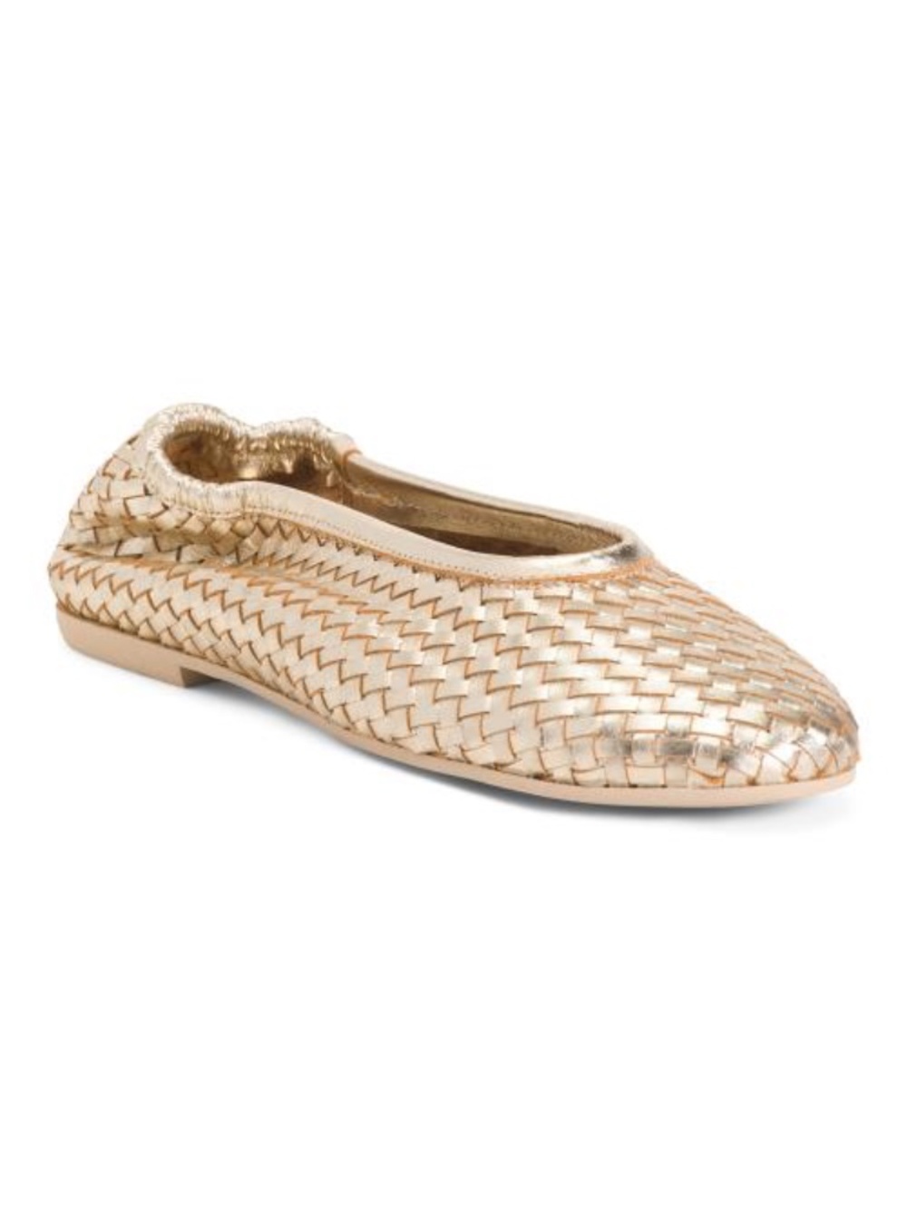 DEBUTTO DONNA women’s gold soft leather ballerina flats